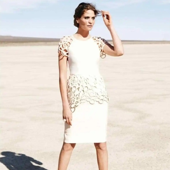 New Lela Rose macramé lace peplum dress size 10 - Picture 1 of 16